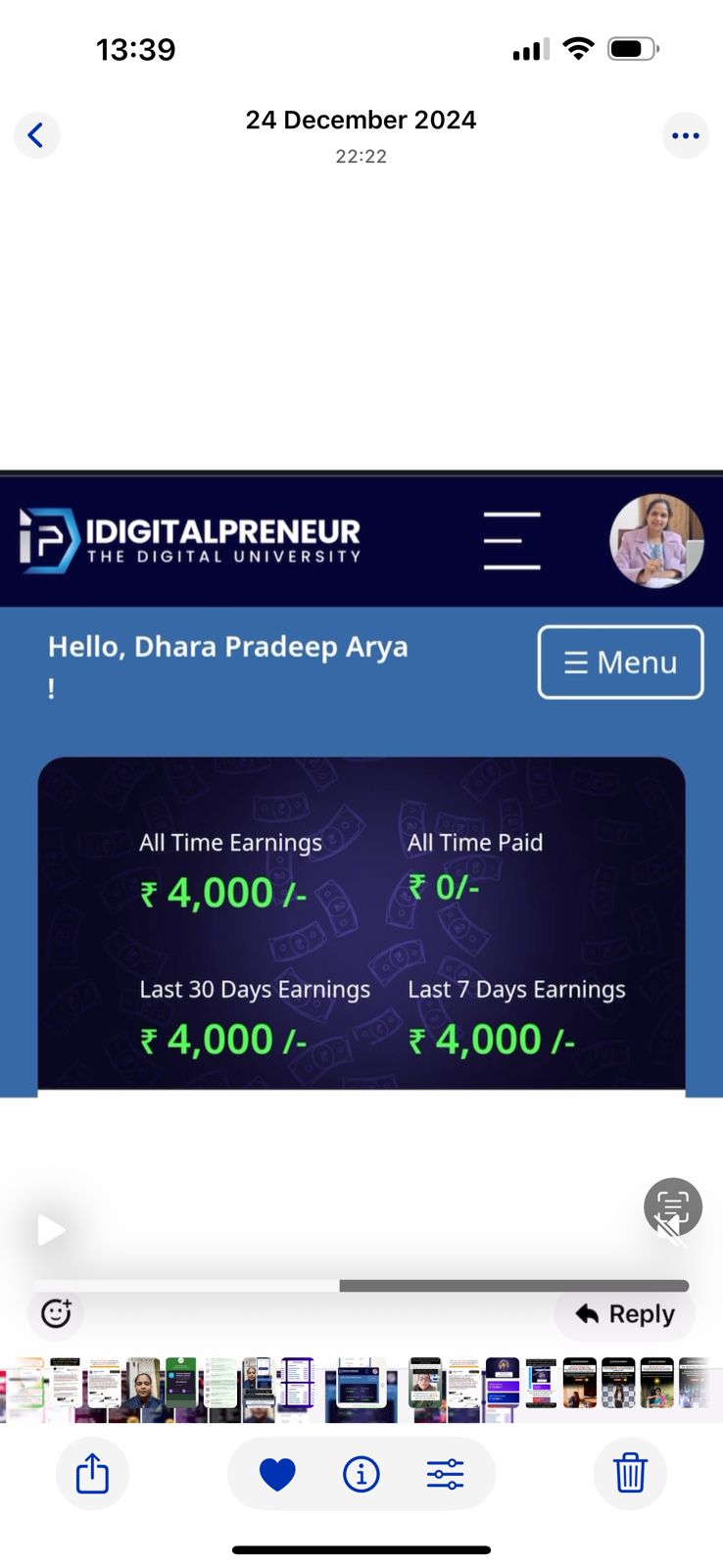 Earnings Screenshot 2